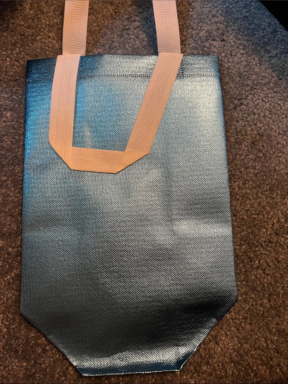 Shimmery Teal Tote Bag with white Handles 21 total used for favors